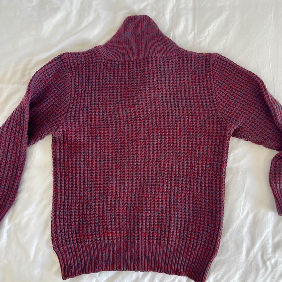 Vintage Woolrich Shawl Collar Waffle Knit Pullover Sweater Red Wooden Button L - Picture 2 of 11